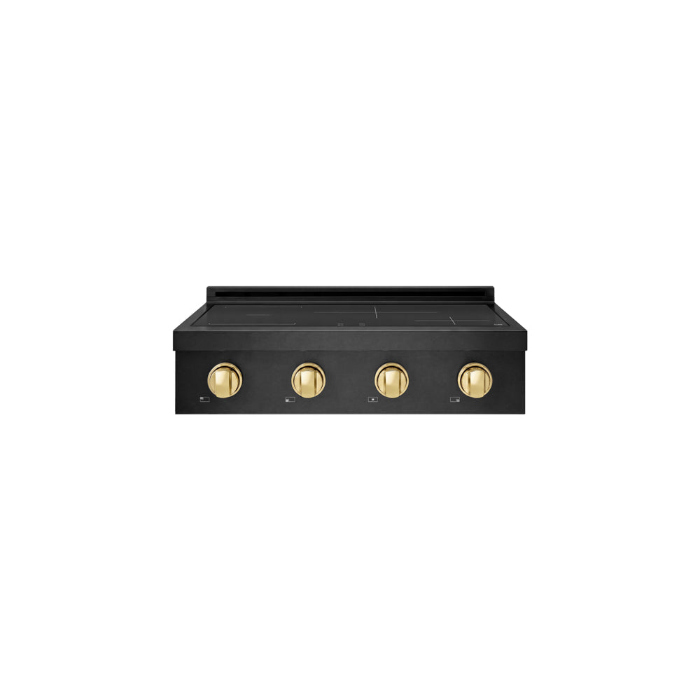 ZLINE Autograph Edition 30 in. Paramount Induction Rangetop with 4 Element Cooktop in Black Stainless Steel and Polished Gold Accents (SINRTBZ-30-G)