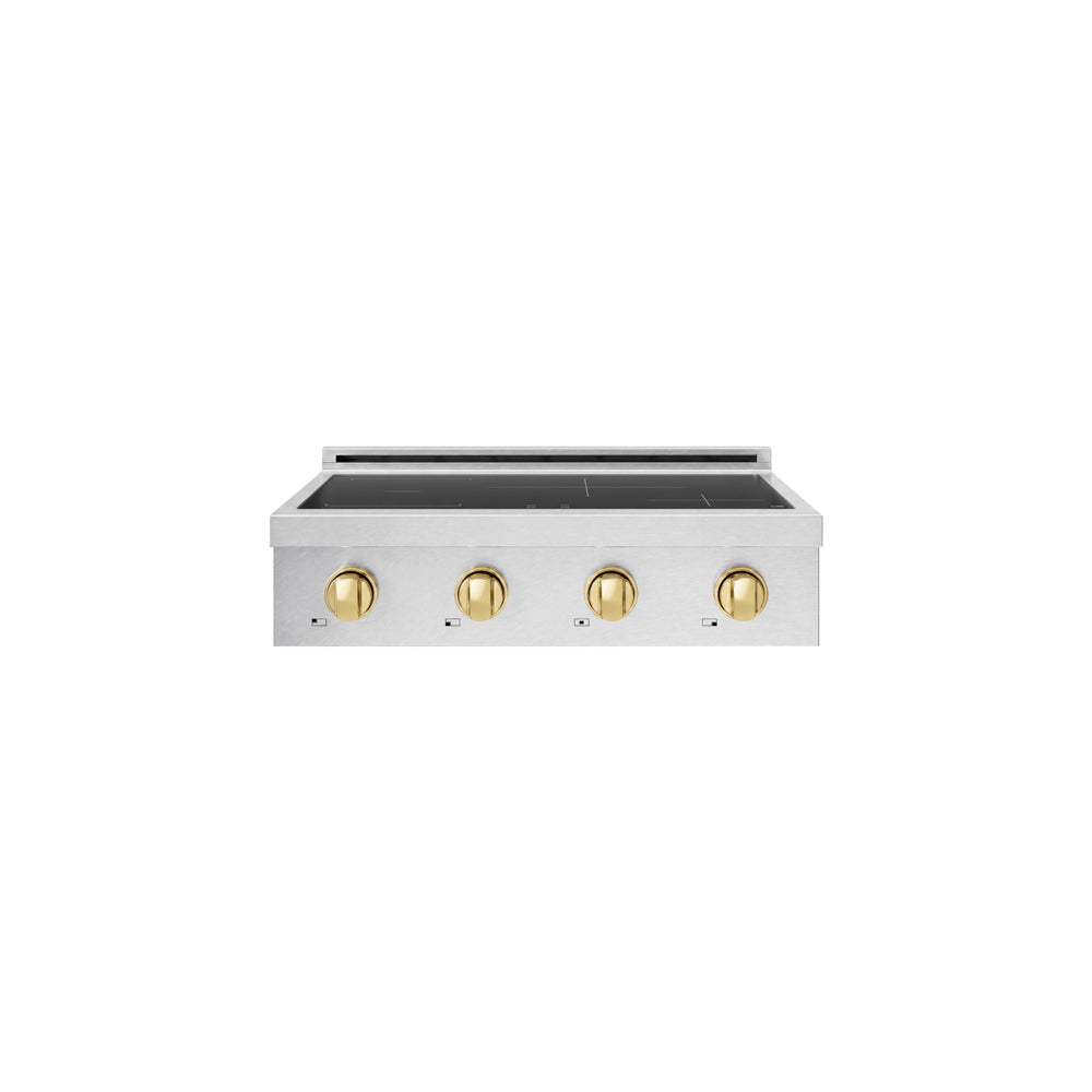 ZLINE Autograph Edition 30 in. Paramount Induction Rangetop with 4 Element Cooktop in Satin Stainless Steel and Polished Gold Accents (SINRTSZ-30-G)