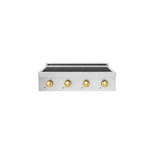 ZLINE Autograph Edition 30 in. Paramount Induction Rangetop with 4 Element Cooktop in Satin Stainless Steel and Polished Gold Accents (SINRTSZ-30-G)