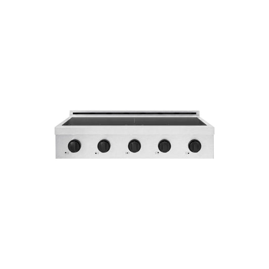 ZLINE Autograph Edition 36 in. Paramount Induction Rangetop with 5 Element Cooktop in Satin Stainless Steel and Matte Black Accents (SINRTSZ-36-MB) main image.