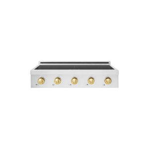 ZLINE Autograph Edition 36 in. Paramount Induction Rangetop with 5 Element Cooktop in Stainless Steel and Polished Gold Accents (SINRTZ-36-G)
