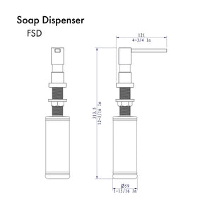 ZLINE Faucet Soap Dispenser in Gun Metal (FSD-GM) dimensional diagram.