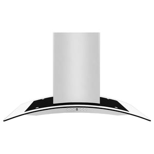 ZLINE Convertible Vent Island Mount Range Hood in Stainless Steel and Glass (GL14i) front.