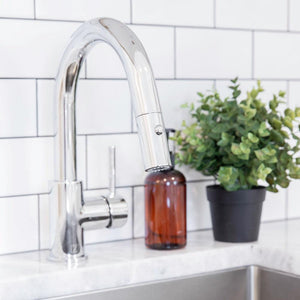 ZLINE Dante Pull Down Kitchen Faucet in Chrome (DNT-KF-CH) lifestyle, in an immaculate kitchen.