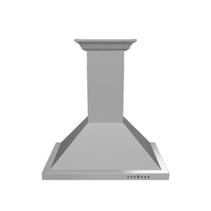 ZLINE 42 in. Convertible Vent Wall Mount Range Hood in Stainless Steel with Crown Molding (KBCRN-42)