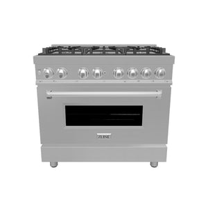 ZLINE 36 in. 4.6 cu. ft. Legacy Dual Fuel Range with Gas Cooktop and Electric Convection Oven in Stainless Steel with 6 Brass Burners (RA-BR-36)