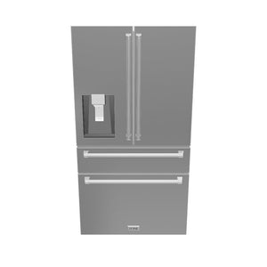 ZLINE 36 in. 21.6 cu. ft. Counter-Depth French Door Refrigerator with Water and Ice Dispenser in Fingerprint-Resistant Stainless Steel (RFM-W-36)
