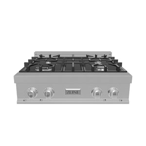 ZLINE 30 in. Legacy Gas Rangetop with 4 Brass Burners and Porcelain Cooktop in Stainless Steel (RT-BR-30)