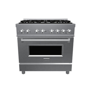ZLINE 36 in. 4.6 cu. ft. Legacy Dual Fuel Range with 6 Burner Gas Cooktop and Electric Convection Oven in Stainless Steel (RA36)