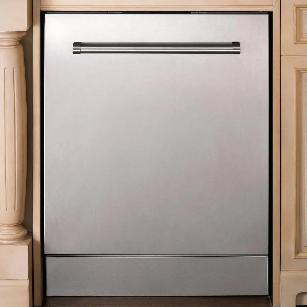 ZLINE 24 in. Top Control Dishwasher with Fingerprint Resistant Satin Stainless Steel Panel and Traditional Style Handle, 52dBa (DW-SN-H-24)-Dishwashers-DW-SN-H-24 ZLINE Kitchen and Bath