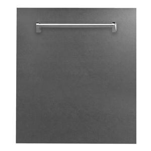 ZLINE 24 in. Top Control Built-In Dishwasher with Satin Stainless Steel Panel and Stainless Steel Tub with Traditional Style Handle, 52dBa (DW-SN-H-24) main image.