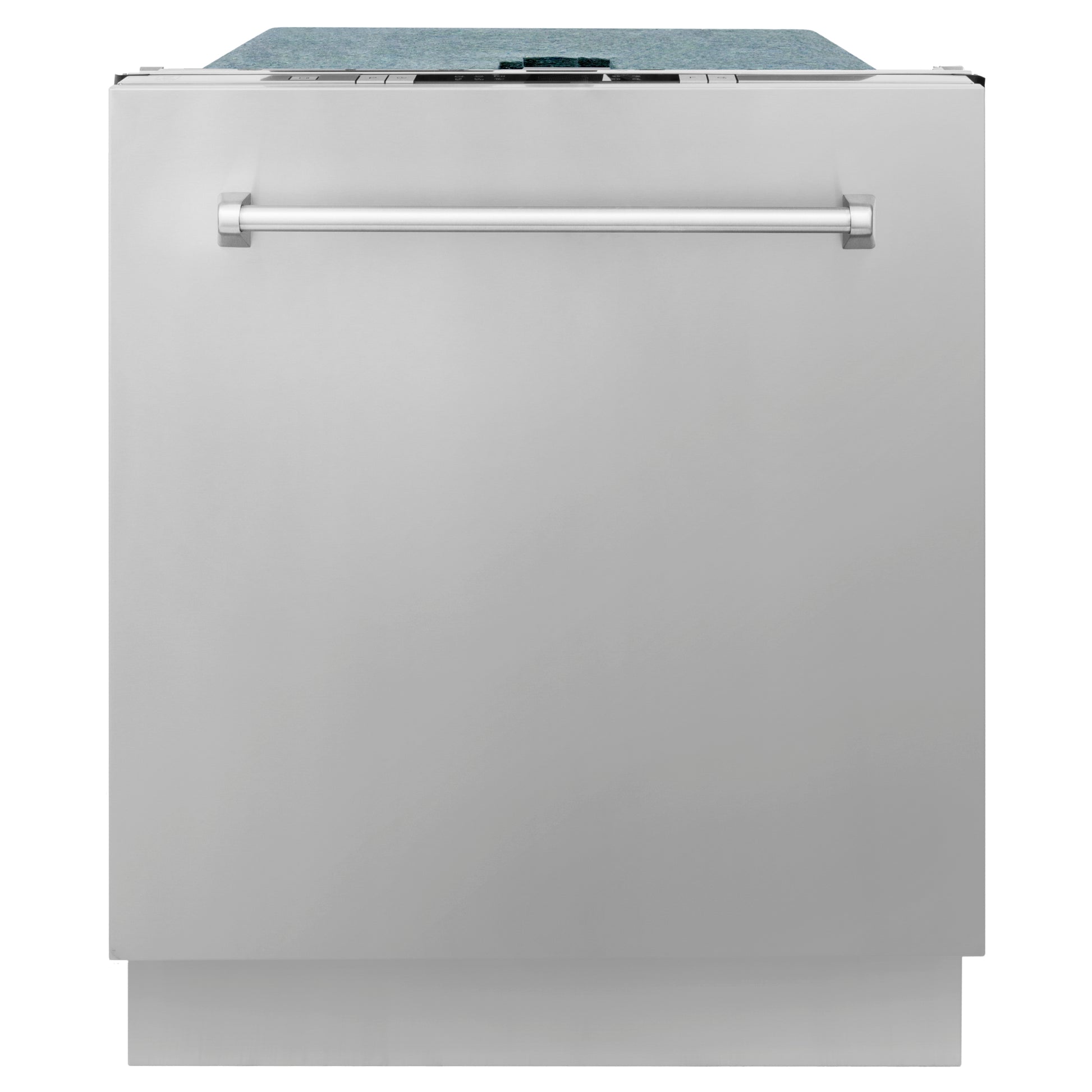 ZLINE 24 in. Top Control Dishwasher with Stainless Steel Panel and Traditional Style Handle, 52dBa (DW-304-H-24) front, closed.