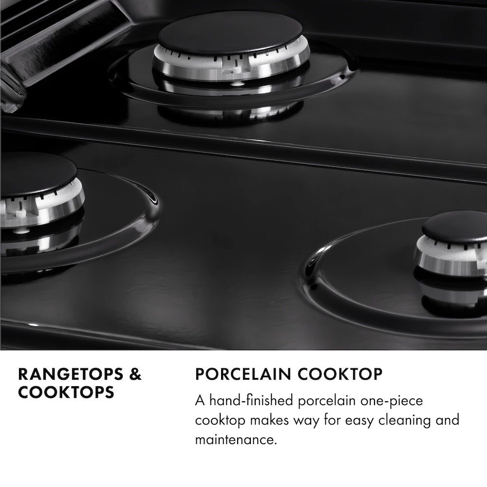 ZLINE 36 in. Gas Cooktop with 6 Brass Burners and Black Porcelain Top (RC-BR-36-PBT)