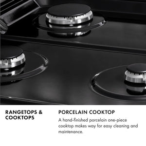ZLINE 36 in. Gas Cooktop with 6 Brass Burners and Black Porcelain Top (RC-BR-36-PBT)
