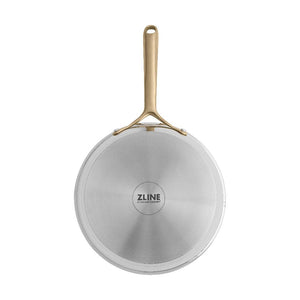 ZLINE 10-Piece Non-Toxic Stainless Steel and Non-Stick Ceramic Cookware Set (CWSETL-NS-10) detail, 10-inch ceramic frying pan base with logo.