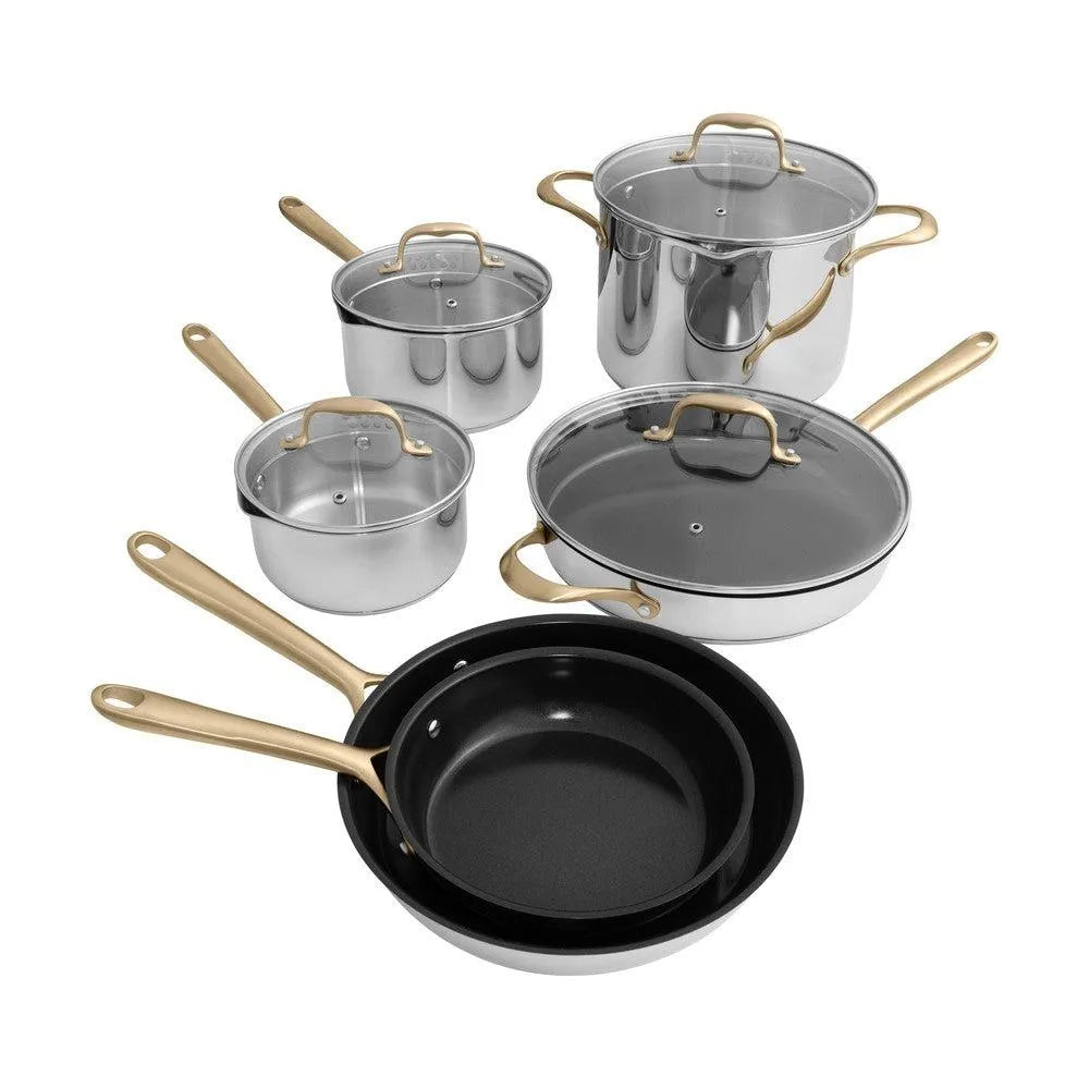 ZLINE 10-Piece Non-Toxic Stainless Steel with 3-Piece Nonstick Ceramic Cookware Set (CWSETL-NS-10) main image.