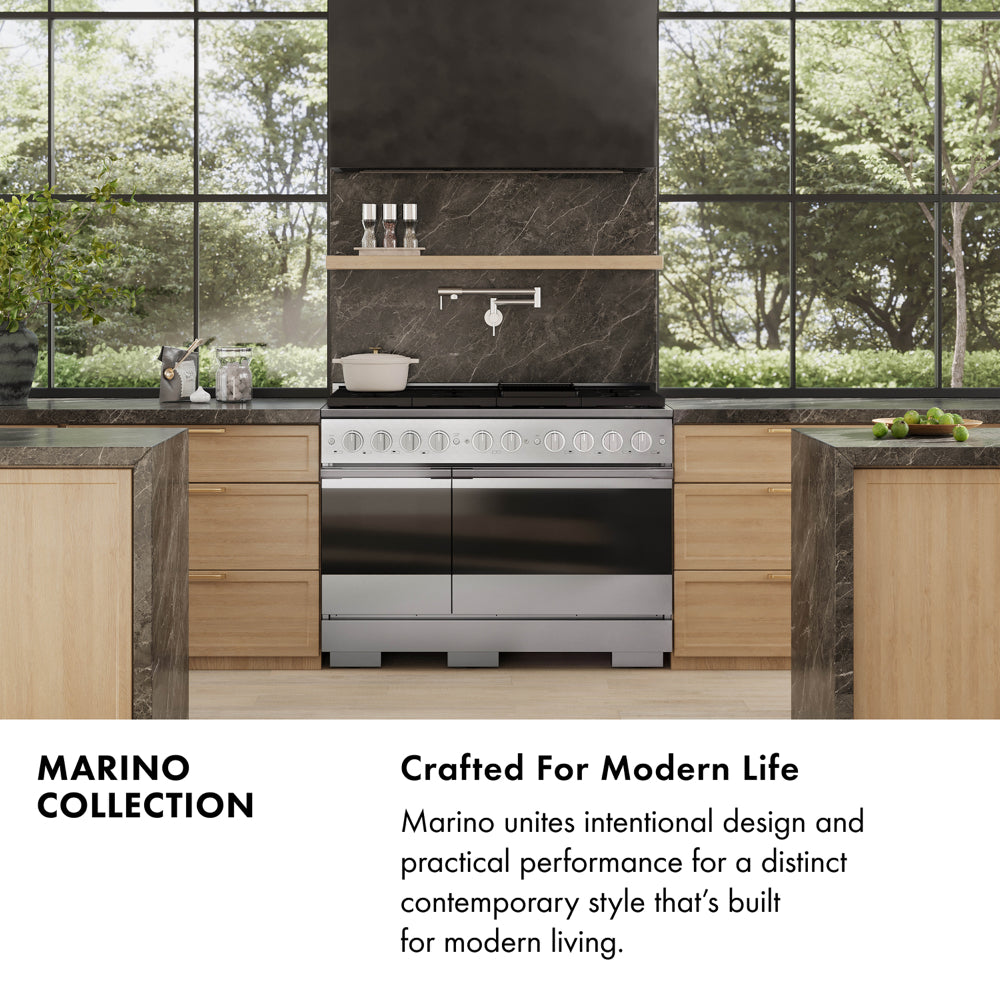 ZLINE Autograph Edition 36 in. 5.2 cu. ft. Marino Induction Range with 5 Element Cooktop and Electric Convection Oven in Stainless Steel with White Matte Door and Matte Black Accents (MINRZ-WM-36-MB)