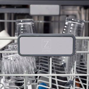 ZLINE Autograph Edition 24 in. Monument Series 3rd Rack Top Touch Control Tall Tub Dishwasher in Black Matte with Champagne Bronze Handle, 45dBa (DWMTZ-BLM-24-CB)