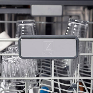 ZLINE Autograph Edition 24 in. Monument Series 3rd Rack Top Touch Control Tall Tub Dishwasher in Black Matte with Polished Gold Handle, 45dBa (DWMTZ-BLM-24-G)