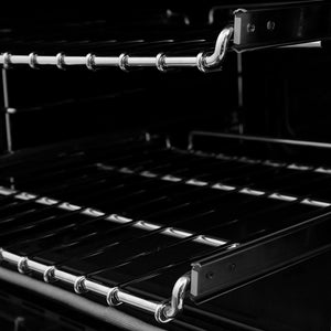 ZLINE Autograph Edition 48 in. 6.0 cu. ft. Legacy Dual Fuel Range with 7 Burner Gas Cooktop and 2 Electric Ovens in Black Stainless Steel and Polished Gold Accents (RABZ-48-G) side, adjustable oven racks.