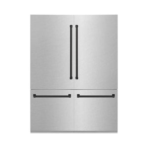 ZLINE Autograph Edition 60 in. 32.2 cu. ft. Built-in 4-Door French Door Refrigerator with Internal Water and Ice Dispenser in Fingerprint Resistant Stainless Steel with Matte Black Accents (RBIVZ-SN-60-MB)