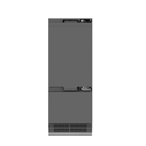 ZLINE Autograph Edition 30 in. 16.1 cu. ft. Panel Ready Built-In Bottom Freezer Refrigerator with Water Dispenser and Ice Maker with Graphite Gray Interior and Champagne Bronze Accents (GRBIVZ-30-CB) front, no panels, closed.