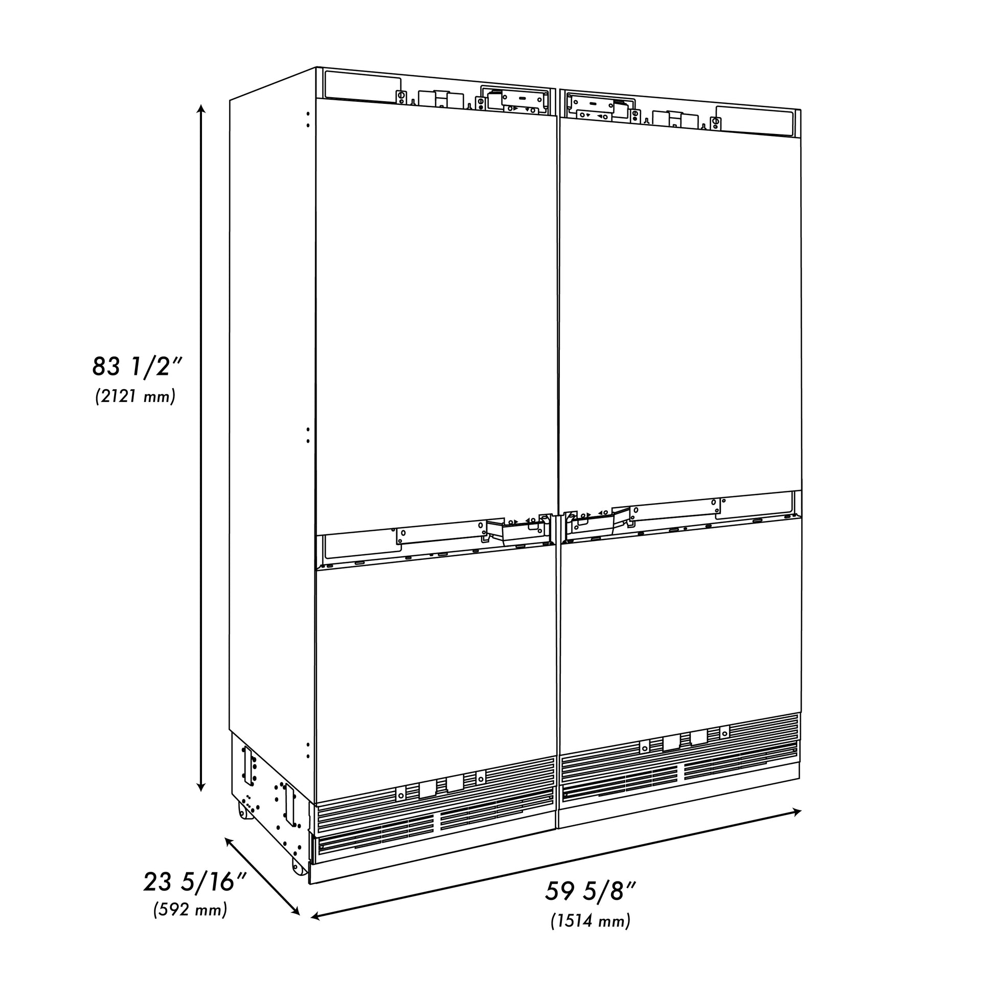 ZLINE Autograph Edition 60 in. 32.2 cu. ft. Panel Ready French Door Built-In Bottom Freezer Refrigerator with Water Dispenser and Ice Maker with Champagne Bronze Accents (RBIVZ-60-CB)