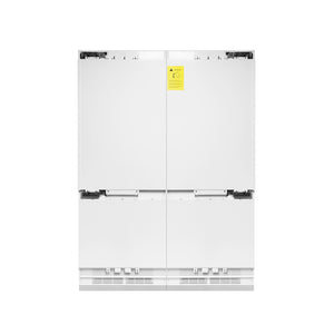 ZLINE Autograph Edition 60 in. 32.2 cu. ft. Panel Ready French Door Built-In Bottom Freezer Refrigerator with Water Dispenser and Ice Maker with Champagne Bronze Accents (RBIVZ-60-CB) front, closed.