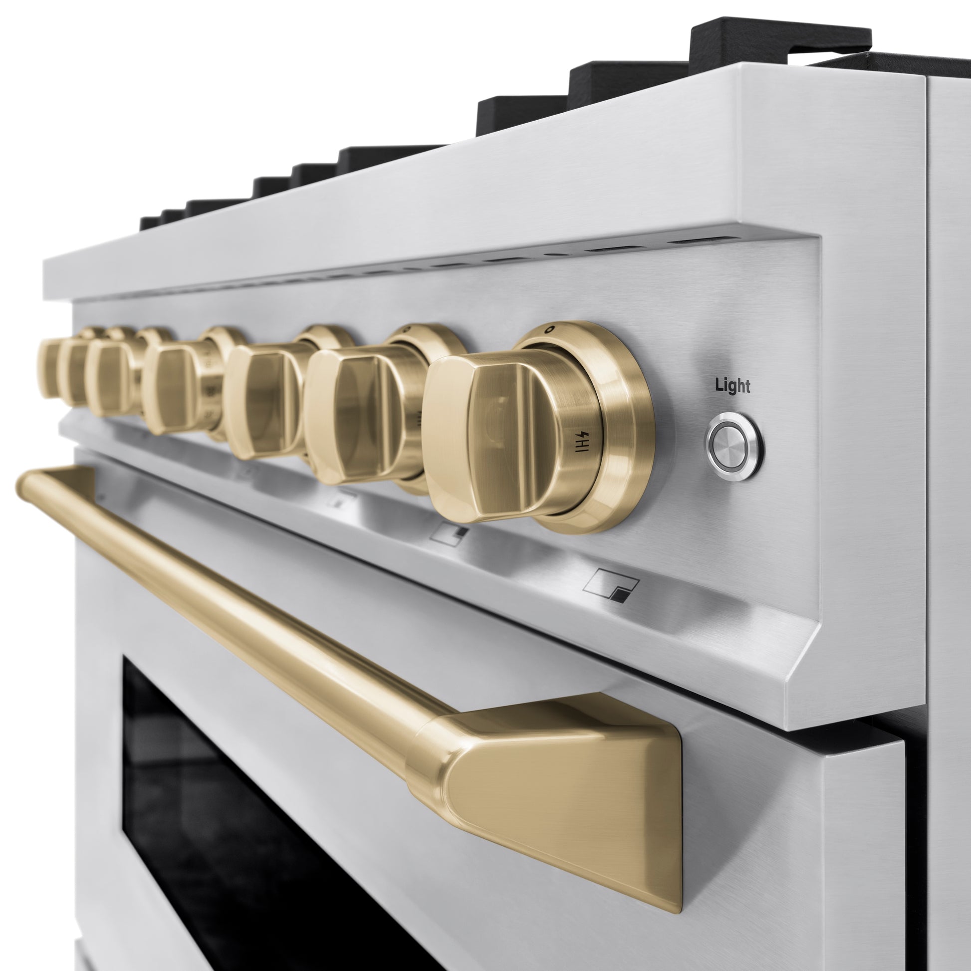 ZLINE Autograph Edition 36 in. 5.2 cu. ft. Classic Dual Fuel Range with 6 Burner Gas Cooktop and Electric Convection Oven in Stainless Steel with Champagne Bronze Accents (CDRZ-36-CB)