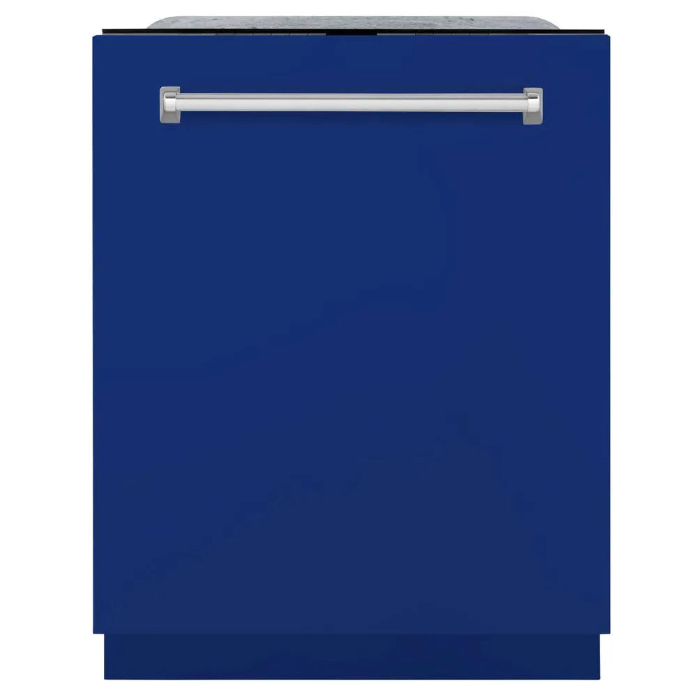 ZLINE 24 in. Monument Series 3rd Rack Top Touch Control Dishwasher with Blue Gloss Panel, 45dBa (DWMT-24-BG) main image.