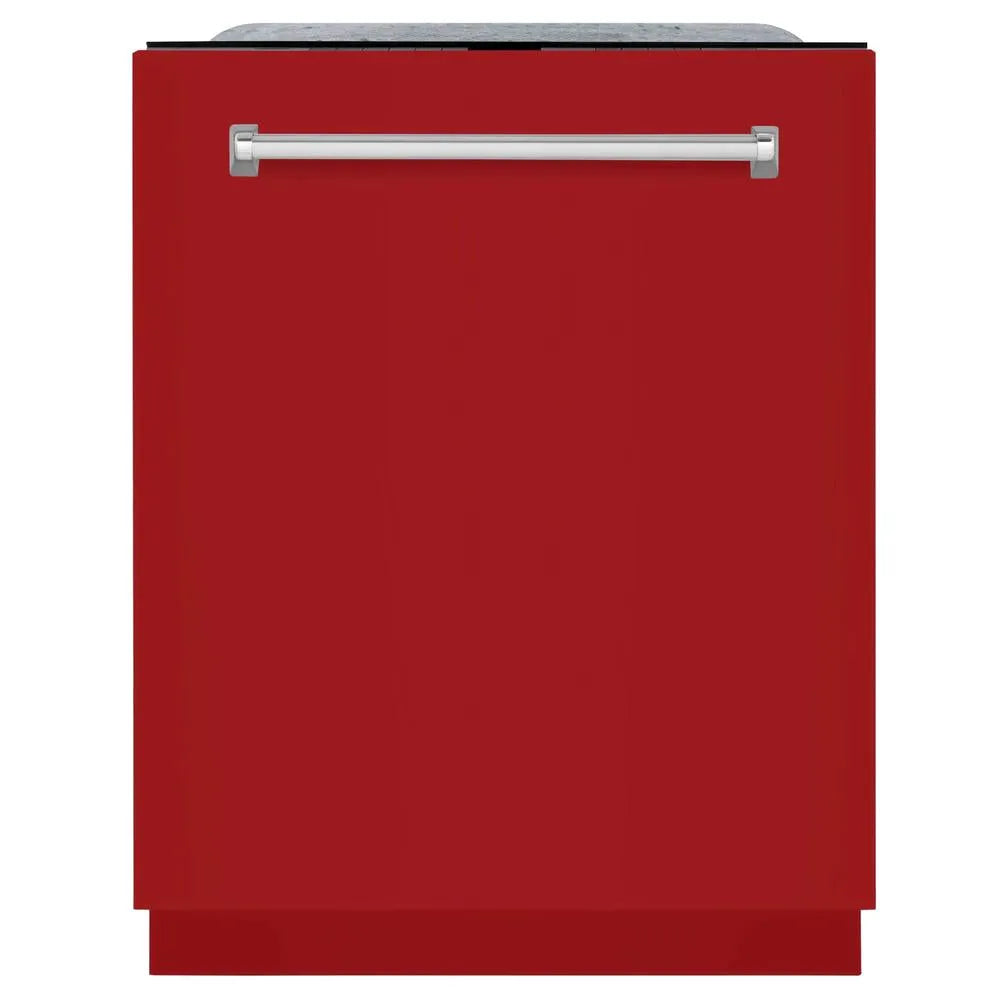 ZLINE 24 in. Monument Series 3rd Rack Top Touch Control Dishwasher with Red Gloss Panel, 45dBa (DWMT-RG-24) main image.