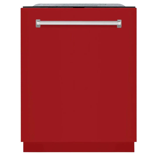 ZLINE 24 in. Monument Series 3rd Rack Top Touch Control Dishwasher with Red Gloss Panel, 45dBa (DWMT-RG-24) main image.