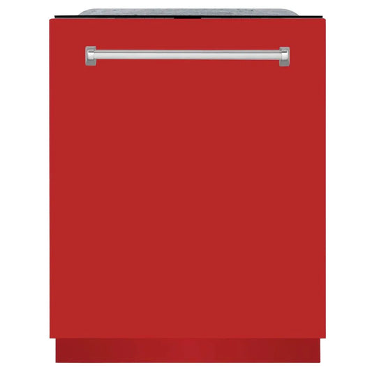 ZLINE 24 in. Monument Series 3rd Rack Top Touch Control Dishwasher with Red Matte Panel, 45dBa (DWMT-RM-24) main image.