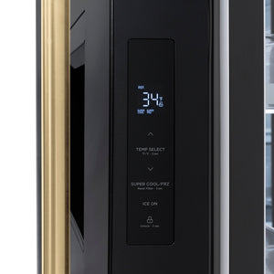 ZLINE Autograph Edition 36 in. 28.9 cu. ft. Standard-Depth French Door External Water Dispenser Refrigerator with Dual Ice Maker in Fingerprint-Resistant Black Stainless Steel and Champagne Bronze Traditional Handles (RSMZ-W-36-BS-CB)