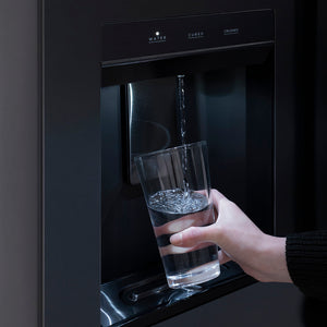 ZLINE Autograph Edition 36 in. 28.9 cu. ft. Standard-Depth French Door External Water Dispenser Refrigerator with Dual Ice Maker in Fingerprint-Resistant Black Stainless Steel and Champagne Bronze Traditional Handles (RSMZ-W-36-BS-CB)