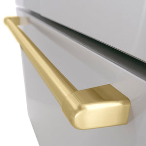 ZLINE Autograph Edition 36 in. 28.9 cu. ft. Standard-Depth French Door External Water Dispenser Refrigerator with Dual Ice Maker in Fingerprint-Resistant Stainless Steel and Champagne Bronze Traditional Handles (RSMZ-W-36-CB)