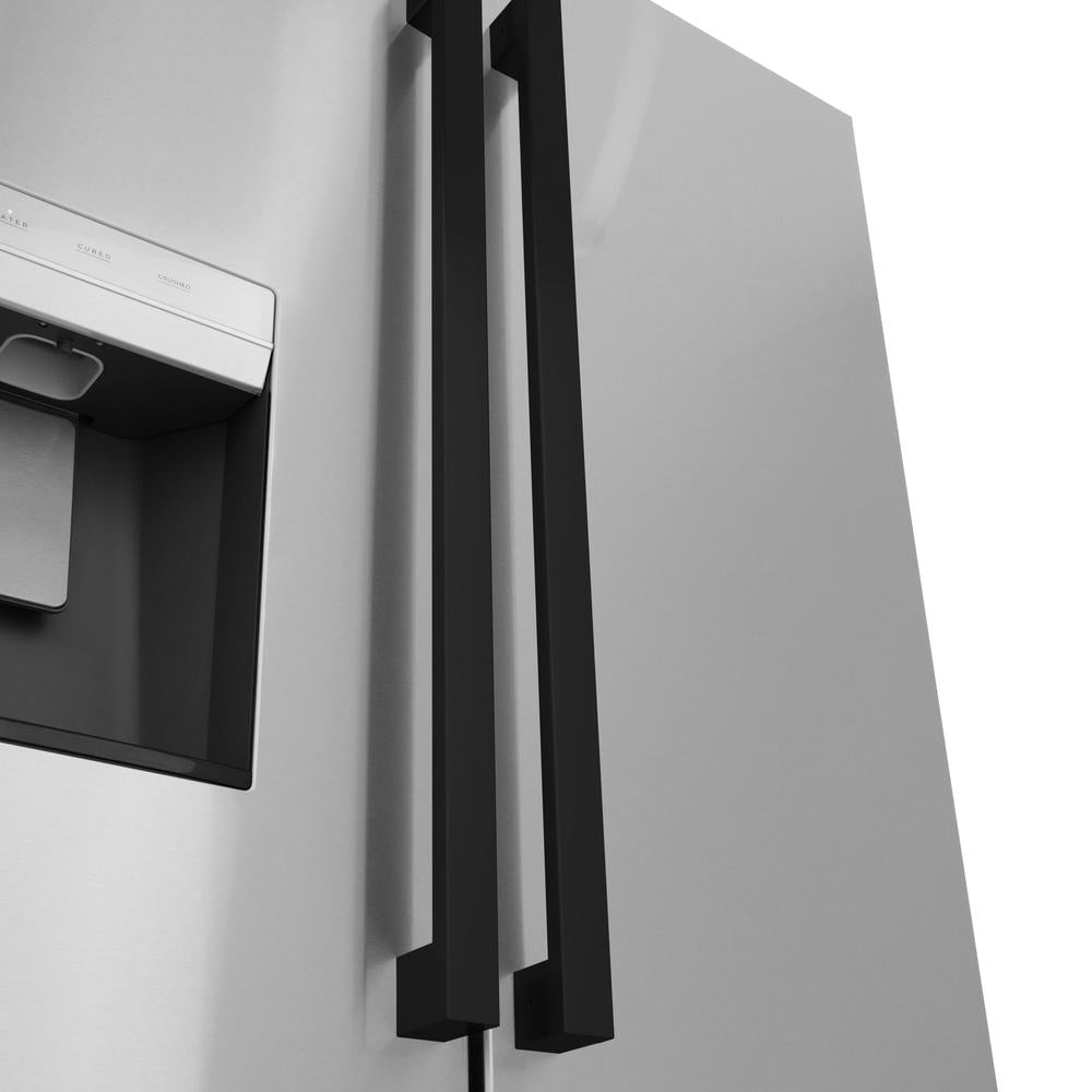 ZLINE Autograph Edition 36 in. 28.9 cu. ft. Standard-Depth French Door External Water Dispenser Refrigerator with Dual Ice Maker in Fingerprint-Resistant Stainless Steel and Matte Black Modern Handles (RSMZ-W-36-FMB)