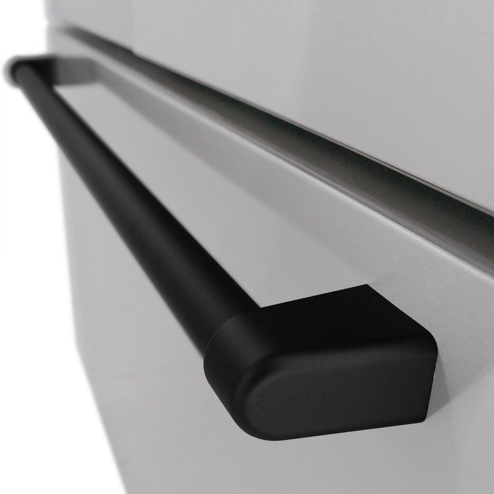 Matte Black Handle on Bottom Freezer Drawer Close-up.