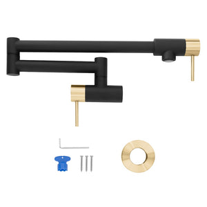 ZLINE Autograph Edition Gemini Pot Filler in Matte Black and Champagne Bronze (GEM-FPF-ZMBCB) components .