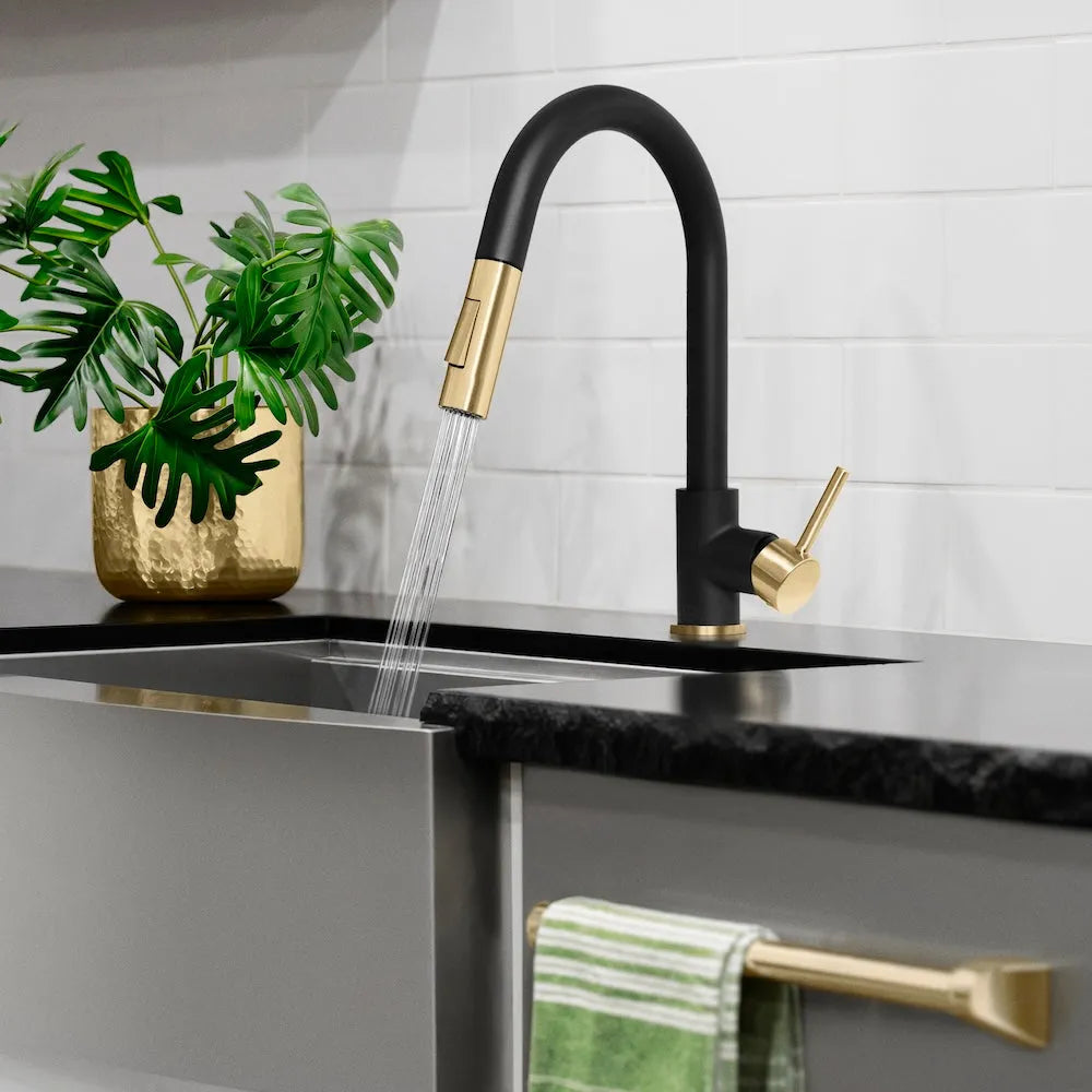 Autograph Edition Kitchen Faucet in Matte Black/Champagne Bronze