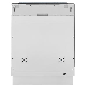 ZLINE Autograph Edition 24 in. Monument Series 3rd Rack Top Touch Control Tall Tub Dishwasher in Custom Panel Ready with Matte Black Handle, 45dBa (DWMTZ-24-MB) front.