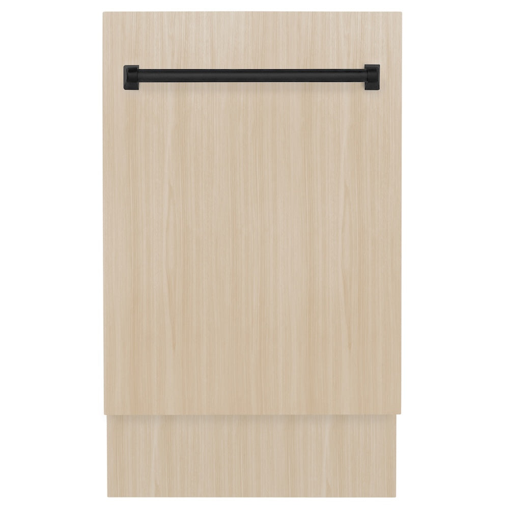 ZLINE Autograph Edition 18 in. Tallac Series 3rd Rack Top Control Dishwasher in Custom Panel Ready with Matte Black Handle, 51dBa (DWVZ-18-MB)