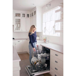 ZLINE Autograph Edition 24 in. Tallac Series 3rd Rack Top Control Built-In Tall Tub Dishwasher in Custom Panel Ready with Polished Gold Handle, 51dBa (DWVZ-24-G)