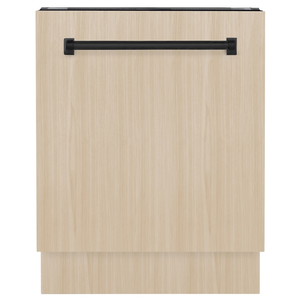 ZLINE Autograph Edition 24 in. Tallac Series 3rd Rack Top Control Built-In Tall Tub Dishwasher in Custom Panel Ready with Matte Black Handle, 51dBa (DWVZ-24-MB)