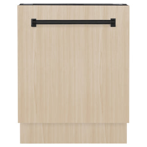 ZLINE Autograph Edition 24 in. Tallac Series 3rd Rack Top Control Built-In Tall Tub Dishwasher in Custom Panel Ready with Matte Black Handle, 51dBa (DWVZ-24-MB)