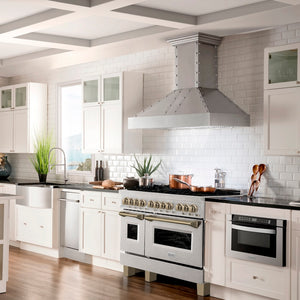 ZLINE Autograph Edition 48 in. 6.0 cu. ft. Legacy Dual Fuel Range with 7 Burner Gas Cooktop and 2 Electric Ovens in Satin Stainless Steel and Champagne Bronze Accents (RASZ-SN-48-CB)