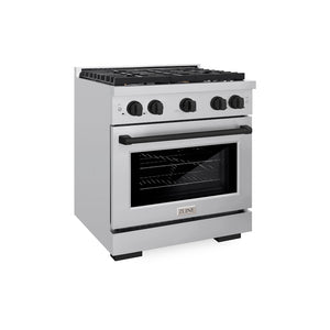 ZLINE Autograph Edition 30 in. 4.2 cu. ft. 4 Burner Gas Range with Convection Gas Oven in Stainless Steel and Matte Black Accents (SGRZ-30-MB)-ZLINE Kitchen and Bath