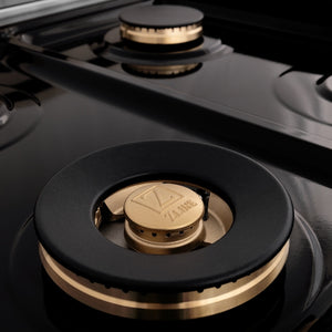 ZLINE Autograph Edition 48 in. Legacy Gas Rangetop with 7 Burners and Porcelain Cooktop in Stainless Steel with Champagne Bronze Accents (RTZ-48-CB)