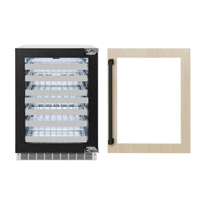 ZLINE Autograph Edition 24 in. Touchstone Dual Zone 44 Bottle Wine Cooler With Panel Ready Glass Door And Matte Black Handle (RWDPOZ-24-MB) main image.