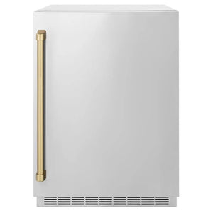 ZLINE Autograph Edition 24 in. Touchstone 151 Can Beverage Fridge With Solid Stainless Steel Door And Champagne Bronze Handle (RBSOZ-ST-24-CB) main image.